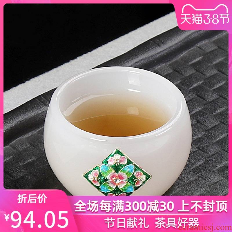 Dehua white porcelain cup jade porcelain sample tea cup tea set personal cup master glass ceramic cups, small single CPU kung fu tea cups