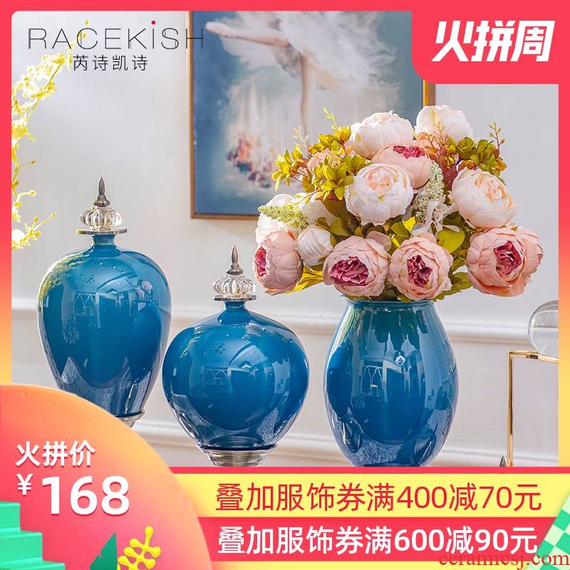 Light European - style key-2 luxury ceramic vase is placed between example villa living room table flower arranging flower implement wine porch decoration