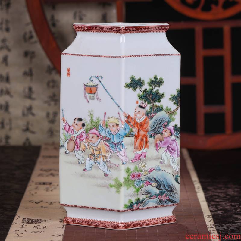 Offered home - cooked in jingdezhen hand - made famille rose porcelain vase checking ceramic art furnishing articles flowers sitting room adornment