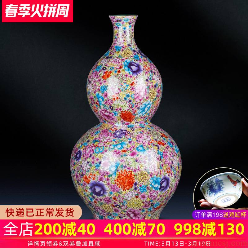 Jingdezhen ceramics vase landing large gourd sitting room flower arranging modern furnishing articles porcelain home decoration