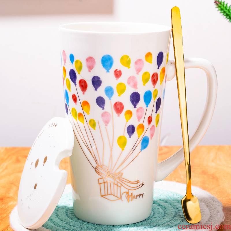 Creative scales, ceramic water cup super capacity home move mark cup fashion men 's and women' s coffee cups of tea cups