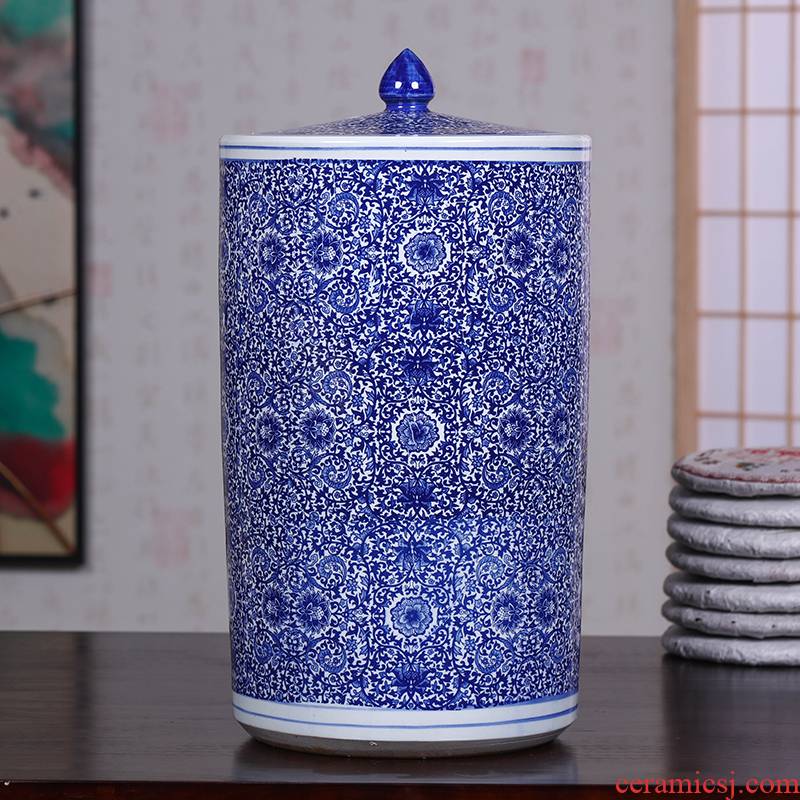 Extra large caddy fixings ceramics jingdezhen porcelain household storage sealed as cans of pu - erh tea and tea box restoring ancient ways POTS