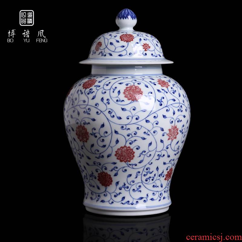 Jingdezhen blue and white porcelain vases, flower arranging furnishing articles archaize sitting room of Chinese style household ceramics decoration in rich ancient frame