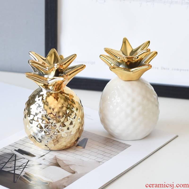 Ins Nordic style, creative home desktop decoration ceramics gold furnishing articles pineapple wine ark of I sitting room decoration