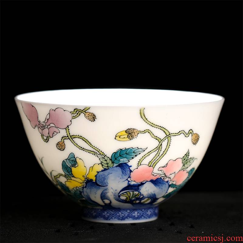 Jingdezhen ceramic cups high - grade hand - made sample tea cup corn poppy kung fu tea tea set a single master cup by hand