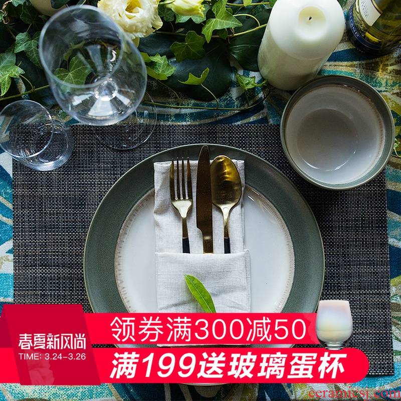 Eat western - style steak disk knife and fork spoon the Eat mat suit creative western - style food tableware lovers suit household ceramic plates
