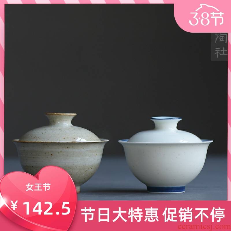 Poly real scene ceramic tureen coarse clay bowl work blue and white tea tea bowl family white porcelain bowl