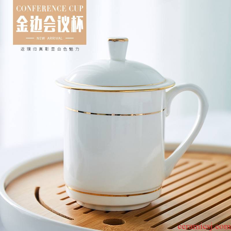 Jingdezhen ceramic cups with cover office cup and meeting room ipads China household glass tea cup custom kei chan cup