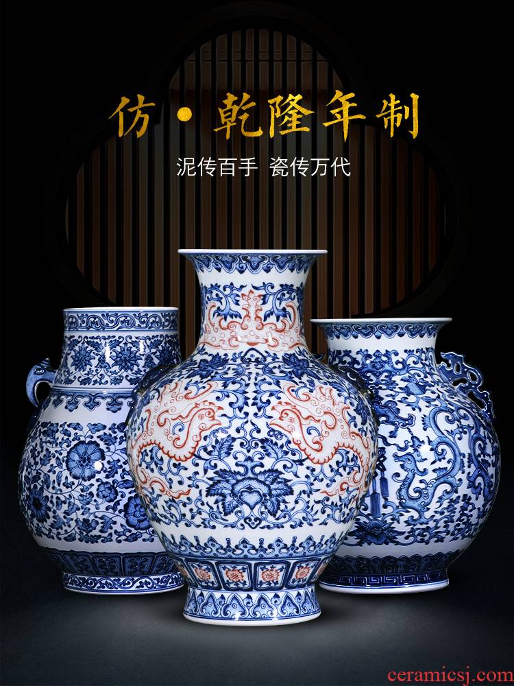 Jingdezhen ceramic vase furnishing articles manual hand - made youligong flower arranging Chinese blue and white porcelain is home sitting room adornment