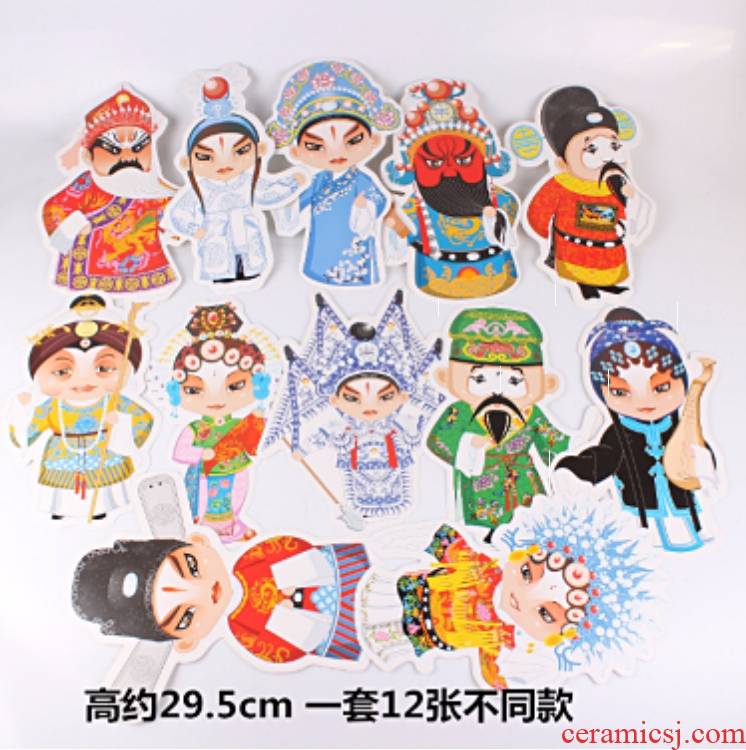 Kindergarten facebook zodiac pendant opera characters to the as paper material of blue and white porcelain Chinese wind Ma Shao decoration