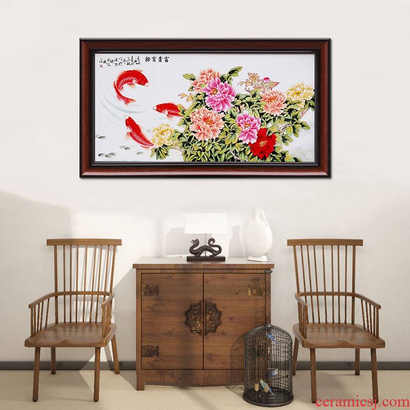 Jingdezhen pastel of new Chinese style ceramic plate metope adornment painting the living room sofa background wall hangs a picture of the corridor