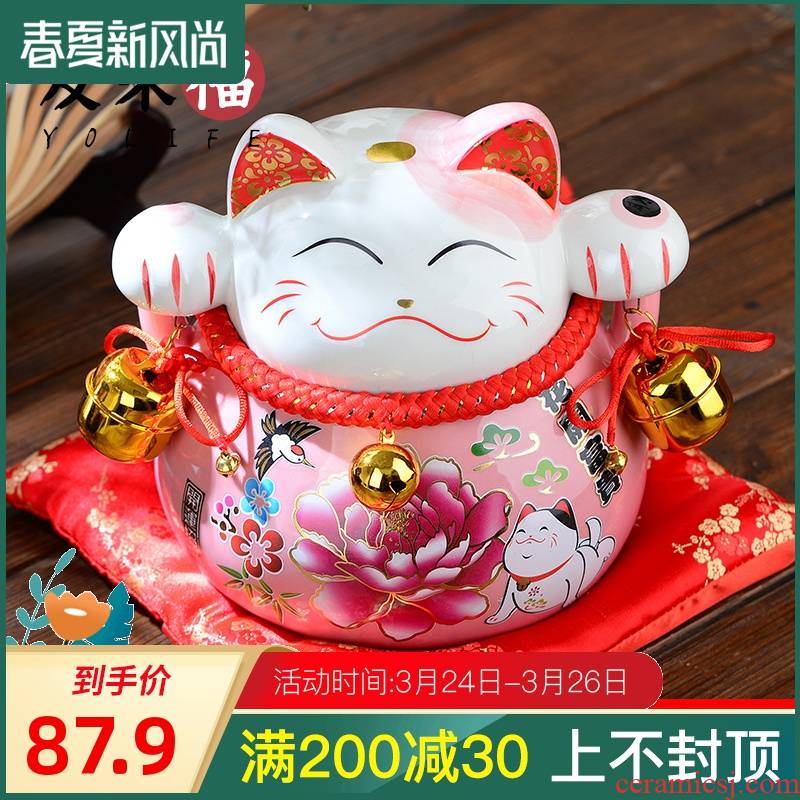 Piggy bank ceramic plutus cat furnishing articles large opening housewarming gift shop small Piggy bank Japan fortune cat
