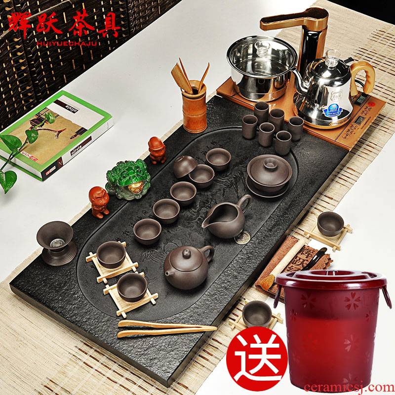 Hui, make tea sets purple kung fu tea set sharply stone tea tray of a complete set of tea sets tea sea household automatic