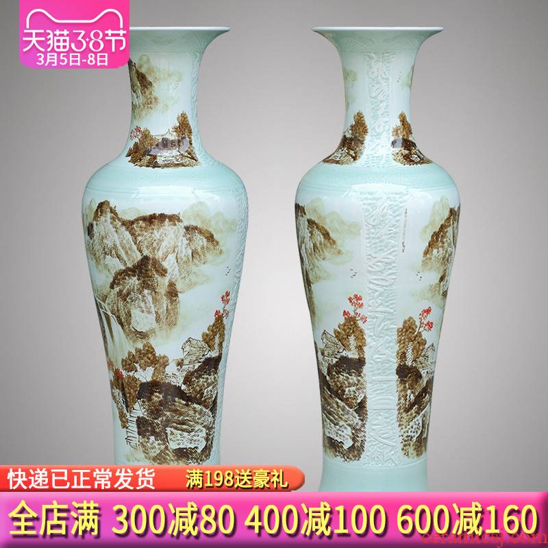 Jingdezhen ceramics hand - made the sitting room of large vase 1 m 2 TV ark of new Chinese style porch place gifts