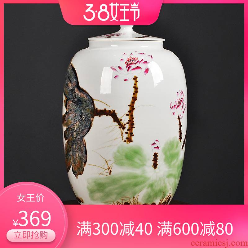 Jingdezhen ceramic tea pot in large Numbers are scattered tea bucket sealing puer tea cylinder ceramic POTS of household