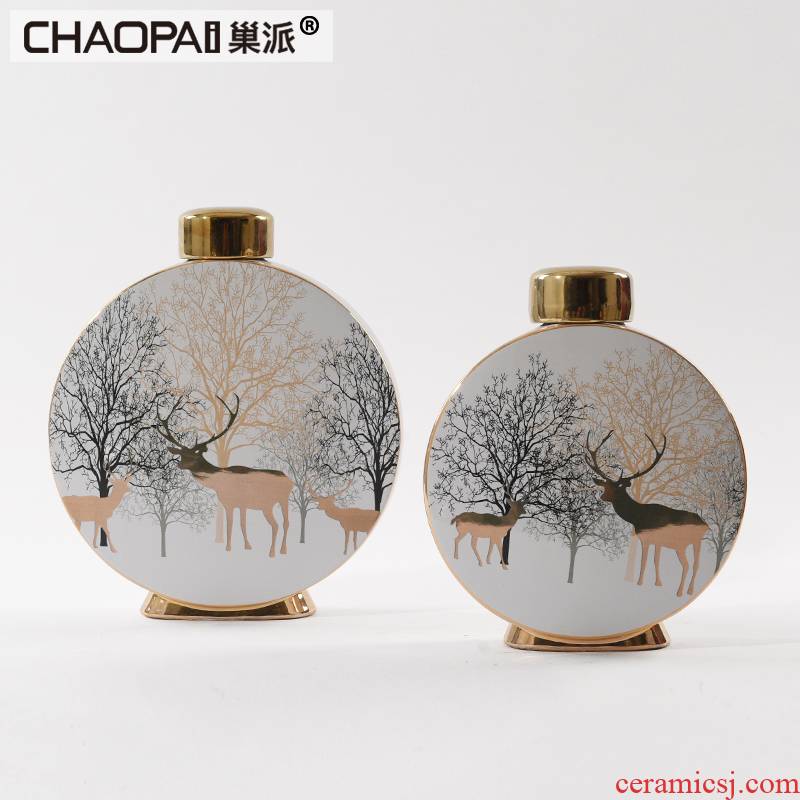 Moose pattern ceramic storage tank furnishing articles rich ancient frame creative Chinese soft adornment household wine sitting room decoration