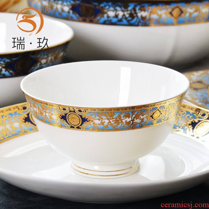 Exquisite three - dimensional relief gold ipads China best rice bowls, 4.5 inch ceramic bowls of gold border hot small bowl