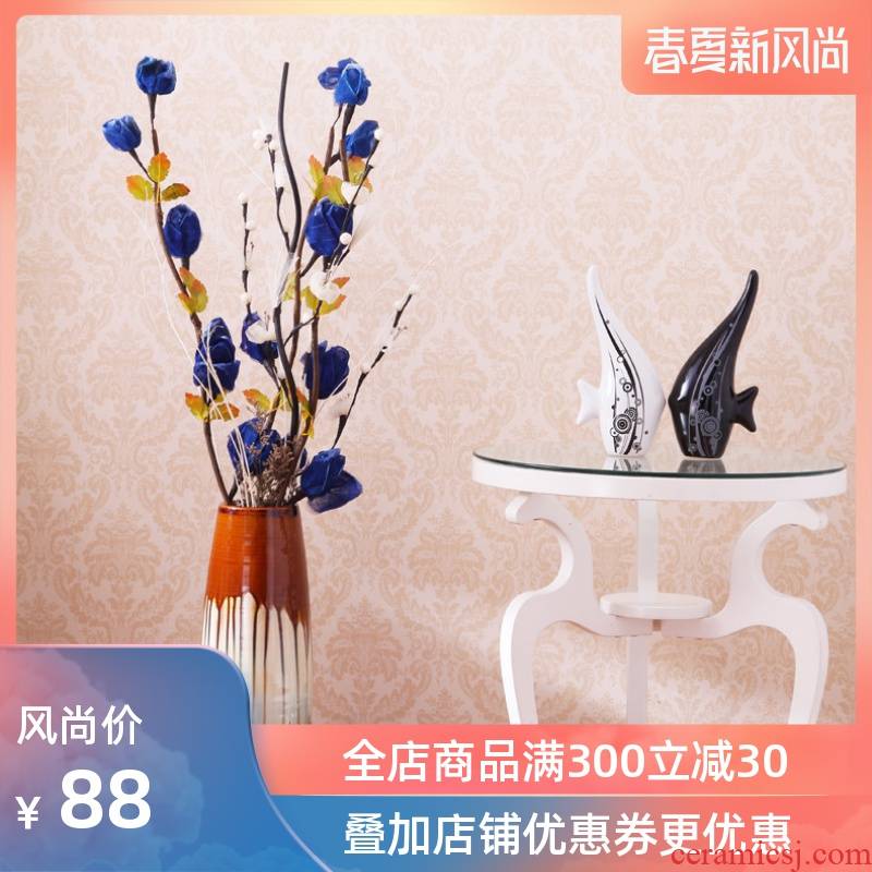 Jingdezhen ceramic color glaze vase landing modern fashion up vase sitting room adornment furnishing articles