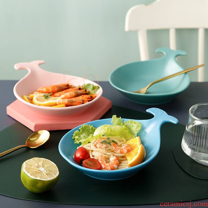 Nordic creative ceramic plate contracted lovely breakfast salad fruit bowl dessert dish fastfood flat dish dish