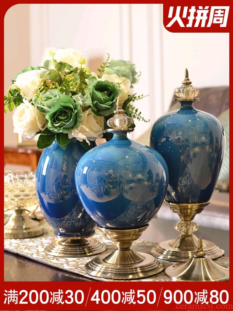 Light European - style key-2 luxury furnishing articles ceramic vase American TV ark, sitting room porch table dry flower arranging flowers home decoration