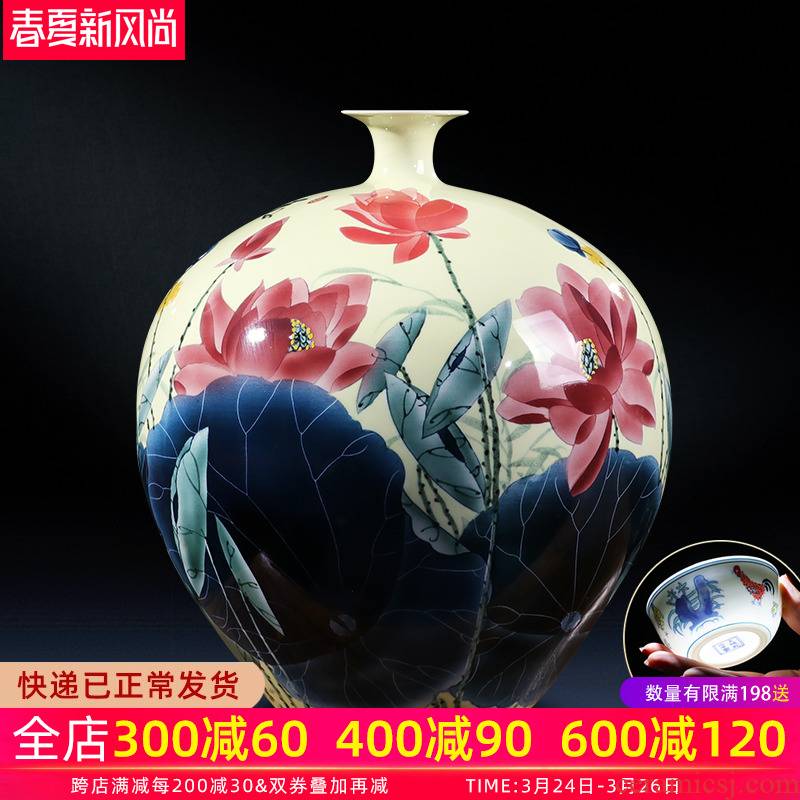 Jingdezhen ceramic vase hand - made craft porcelain bottle gourd vases son sitting room of Chinese style household adornment place adorn article