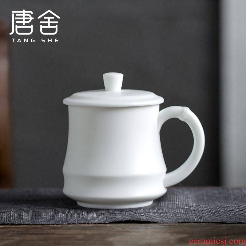 Don difference up dehua white porcelain craft ceramic cups personal office and boss President cup with cover the tea cups