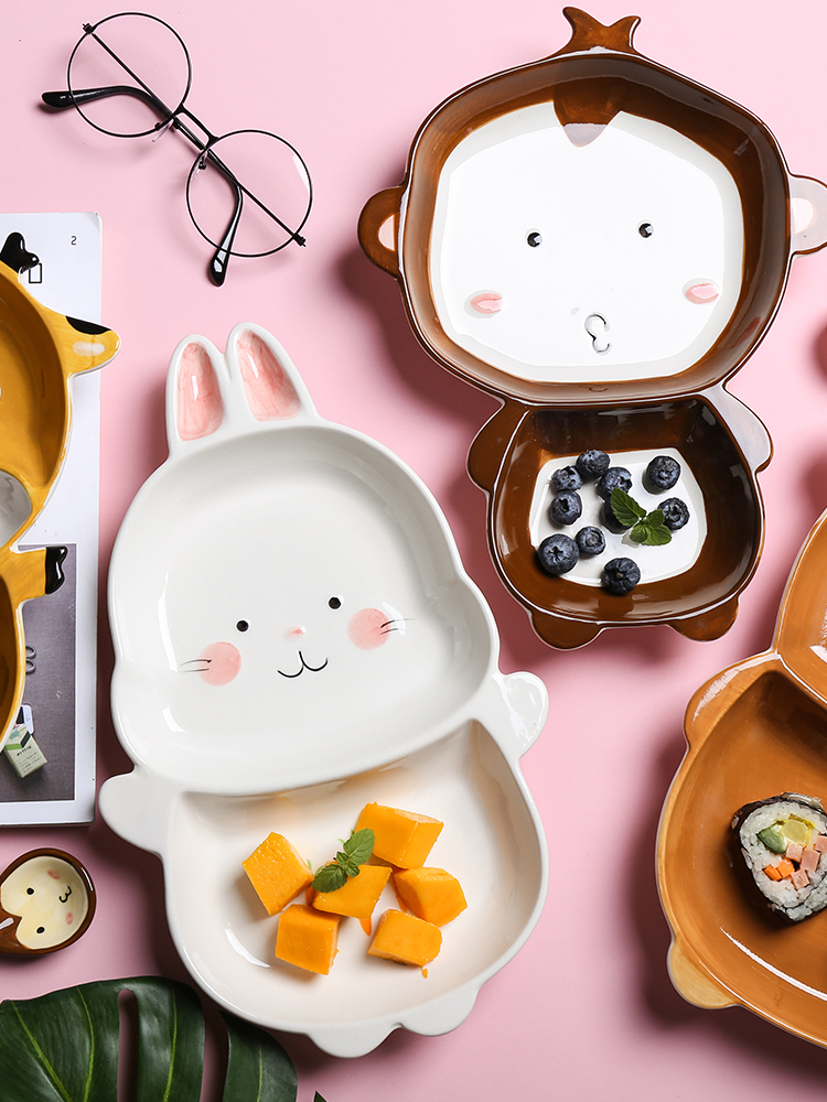 Tinyhome express cartoon hand - made rabbit carrots household ceramic bowls children eat fruit bowl bowl