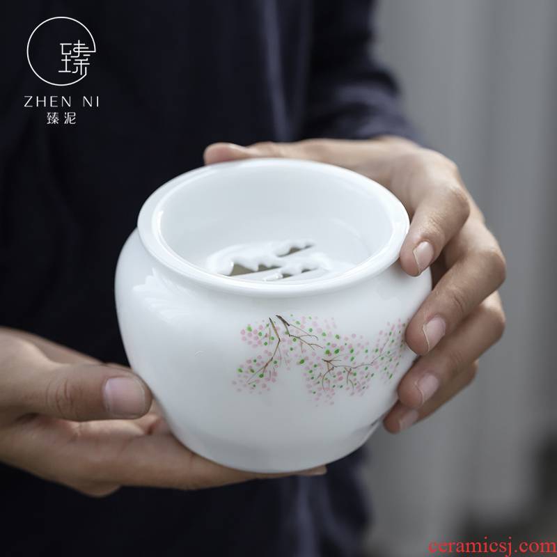 Hand built by mud water white porcelain tea to wash dishes manual Japanese ceramic household cup tea for wash in hot water jar cylinder parts
