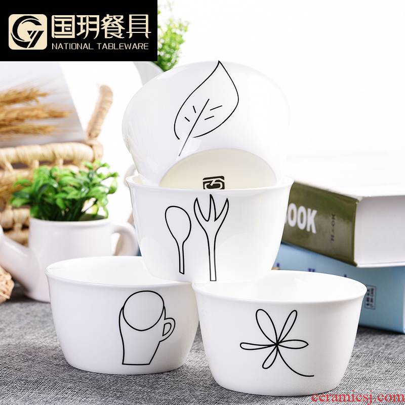 Tangshan 4.5 inch ipads porcelain circle circle Korean rice bowl ceramic bowl bowl of creative household tableware to eat rice bowl, small bowl
