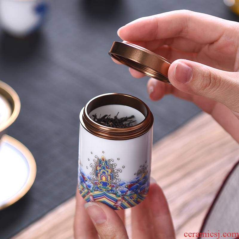 The Mini small caddy fixings portable travel ceramic seal pot small canned tea caddy fixings bulk tea packing box