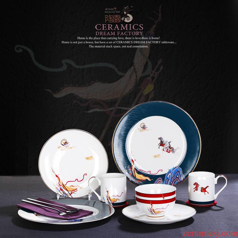 The Dao yuen court dream ipads porcelain tableware suit one Chinese style food tableware two food dishes gift box tableware bowls