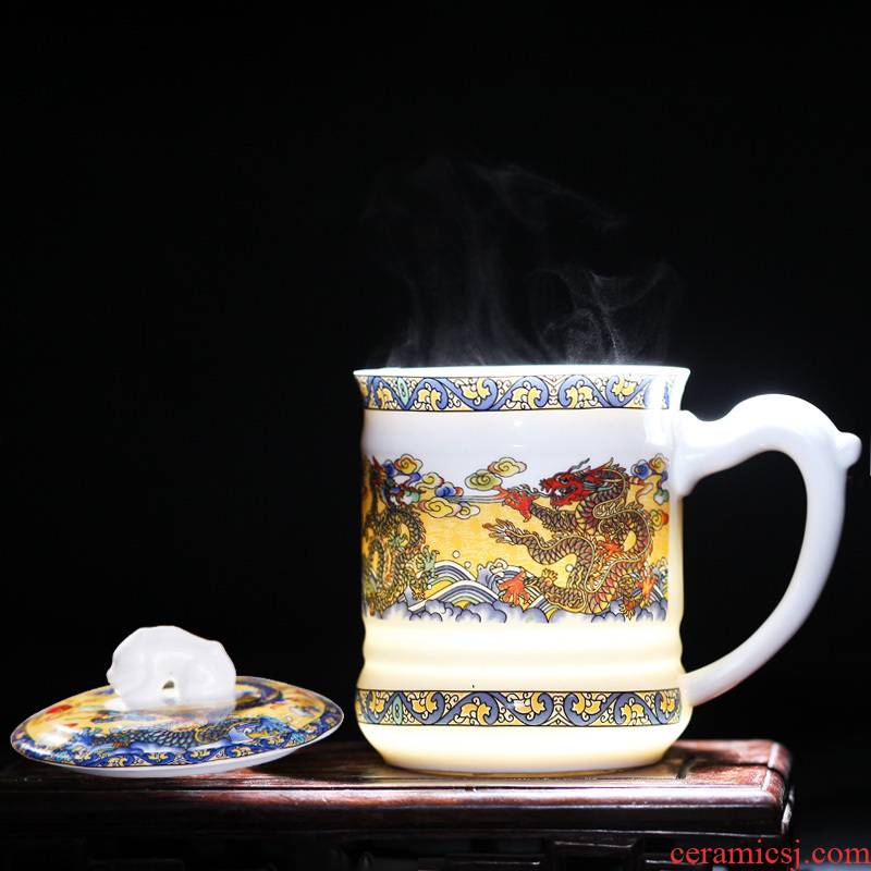 Jingdezhen ceramic cups with cover the dragon cup office people make tea cup gift cup tea creative move
