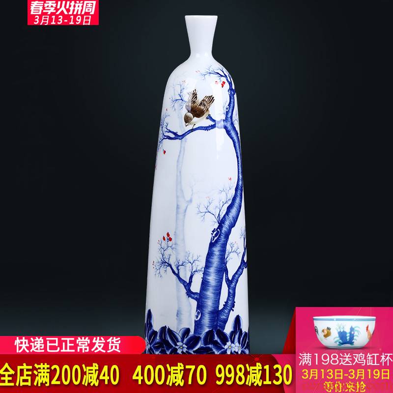 The Master of jingdezhen ceramics hand - made of blue and white porcelain vase of new Chinese style living room TV ark, porch ark, furnishing articles