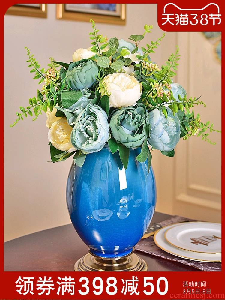European ceramic vase sitting room porch TV cabinet table dry flower simulation flower, flower implement home furnishing articles