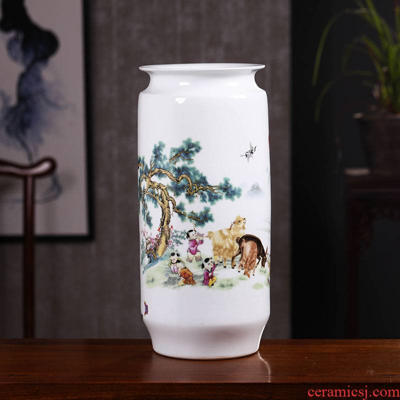 Jingdezhen ceramics office landscape painting scroll of large vase study adornment furnishing articles