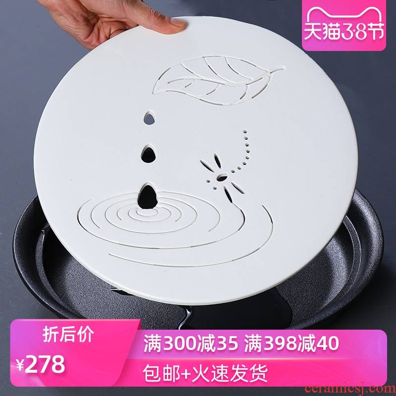Poly real (sheng ceramic tea tray was all large round water kung fu tea tray was contracted dry tea tea sea home