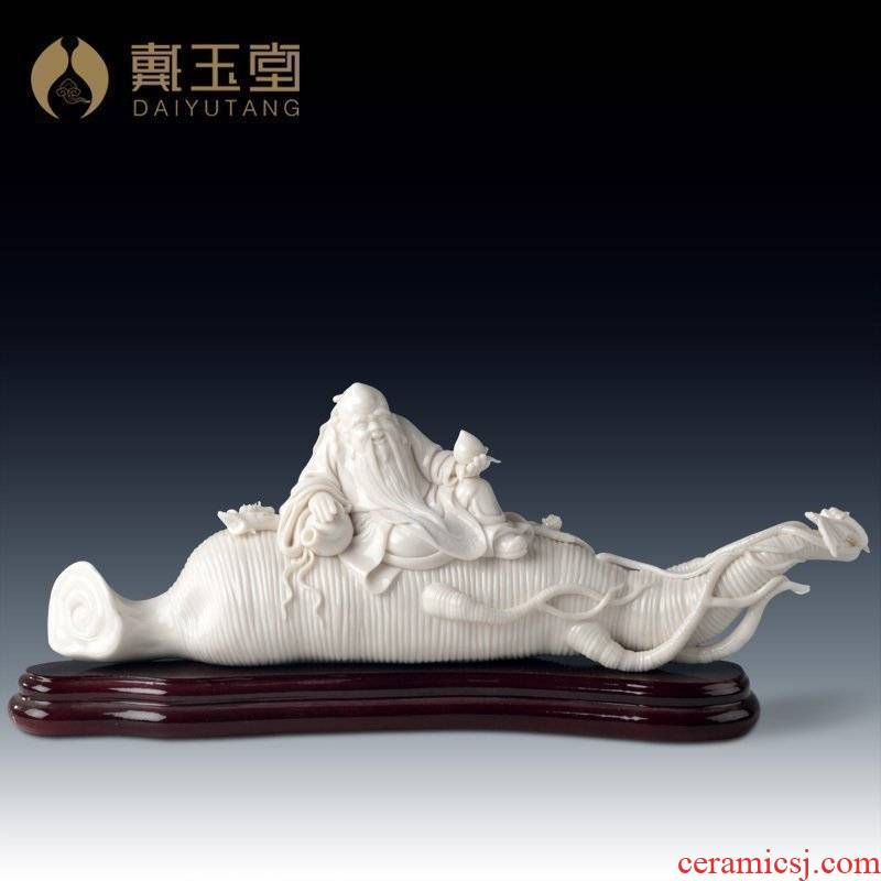 Yutang dai dehua white porcelain Su Youde master collect art furnishing articles peace ruyi ginseng D29-13