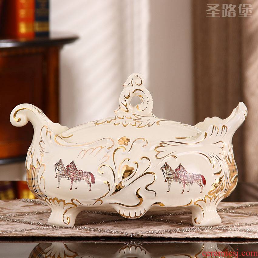 SAN road fort European candy box creative ceramic compote fruit bowl sitting room tea table furnishing articles household ceramic fruit bowl