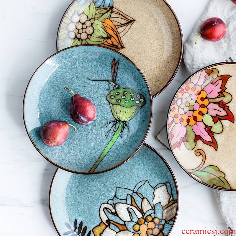 Porcelain color beauty 6 inch ceramic plates creative household cold dish dish ipads plate cake dessert fruit dishes
