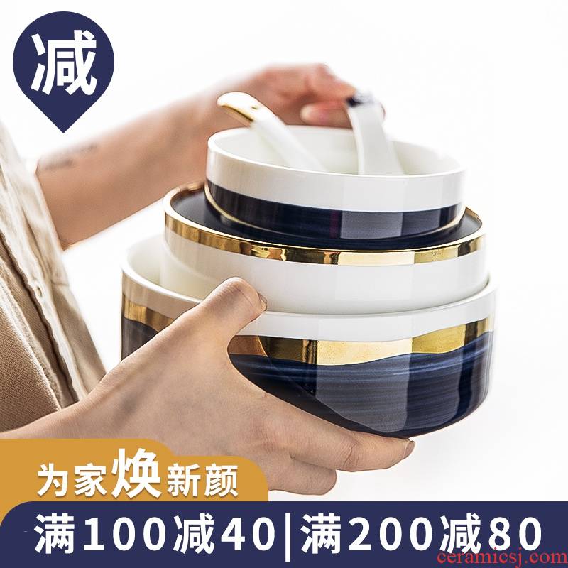 The content Nordic tableware ceramic bowl of The big bowl rainbow such to use individual students mercifully noodles rainbow such as bowl with a large bowl