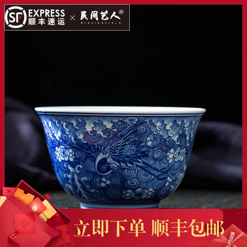 Water lines cranes kunfu tea cup sample tea cup small bowl hand - made porcelain cup of jingdezhen ceramics masters cup