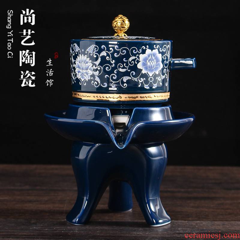 Fit creative ceramic semi - automatic teapot lazy tea ware has contracted household porcelain of kung fu tea set a single hot