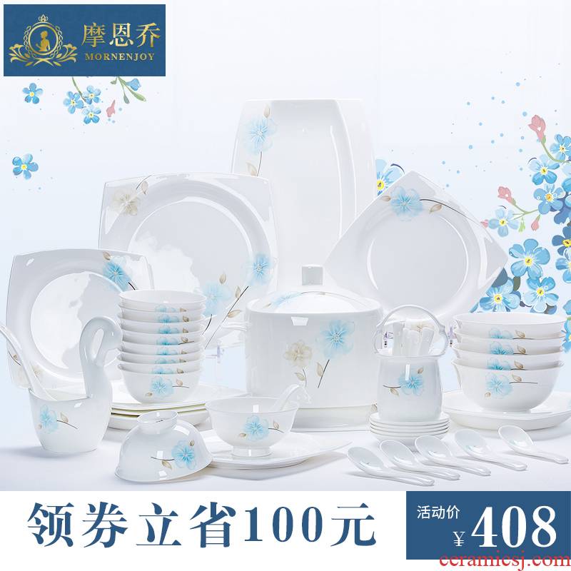 Ipads porcelain bowl chopsticks dishes suit Nordic contracted combination small pure and fresh and jingdezhen ceramic tableware suit dishes