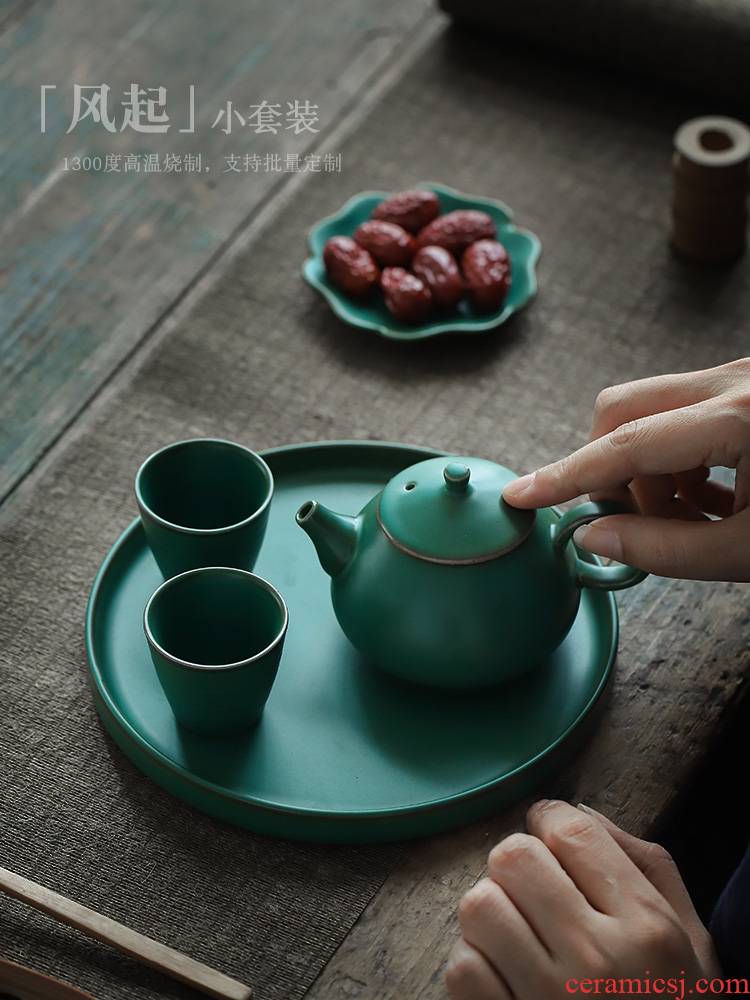 ShangYan Japanese contracted kung fu tea set small set of household ceramic teapot teacup dry tea set tea service kit