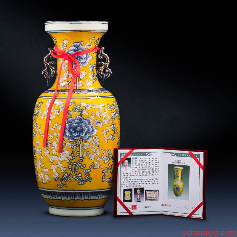 Jingdezhen chinaware paint hand - made vases, antique Chinese style light key-2 luxury living room TV cabinet decoration handicraft furnishing articles