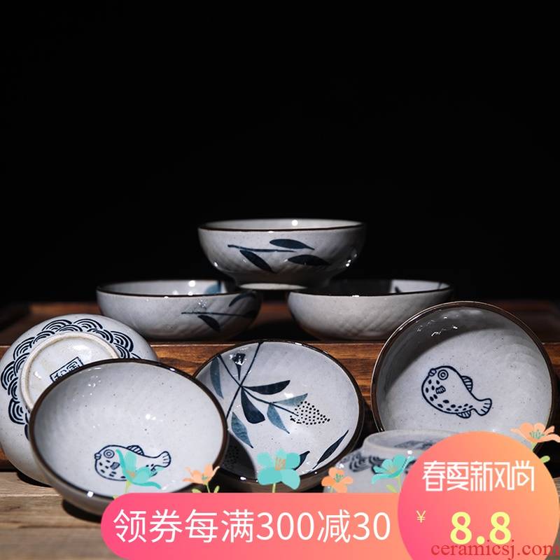 And the four seasons under the glaze color hand - made ceramic tableware move with coarse pottery round dish condiment flavour dishes snacks disc plate