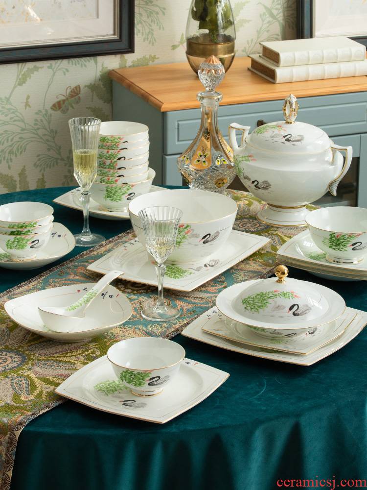 The Tableware of high - grade ipads China 82 head of jingdezhen dresses home European dishes Chinese porcelain dishes' ones