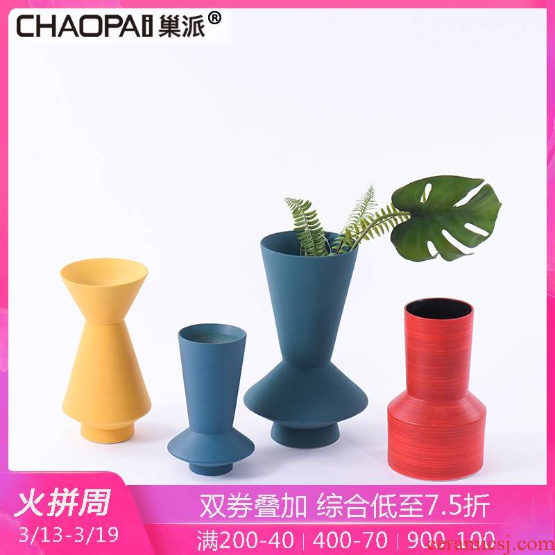 Creative move frosted color insert the flower vase furnishing articles office floor visitor desktop ceramic decoration