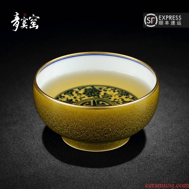 Up with jingdezhen ceramic green was hand - made porcelain teacup large sample tea cup run of mine ore tea cup glaze masters cup at the end of the list