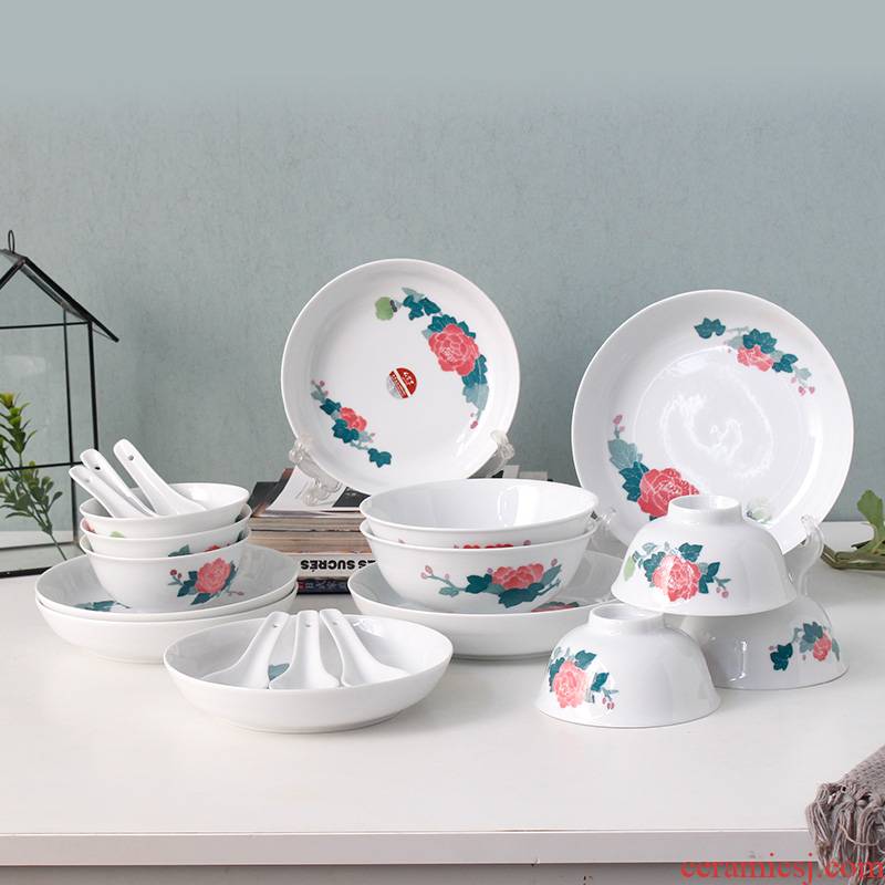 The red guanyao porcelain lotus flower head 20 ceramic tableware plates under The liling glaze color hand - made to use gift sets